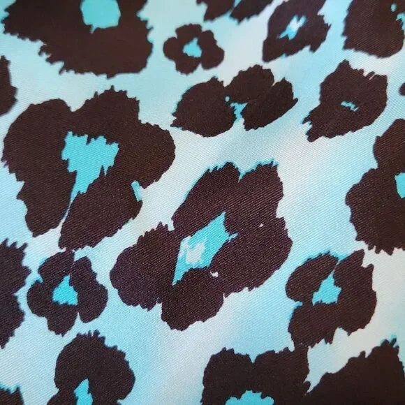 Ann Taylor Turquoise and Black Leopard Scarf Silk Scarf - Picture 5 of 5